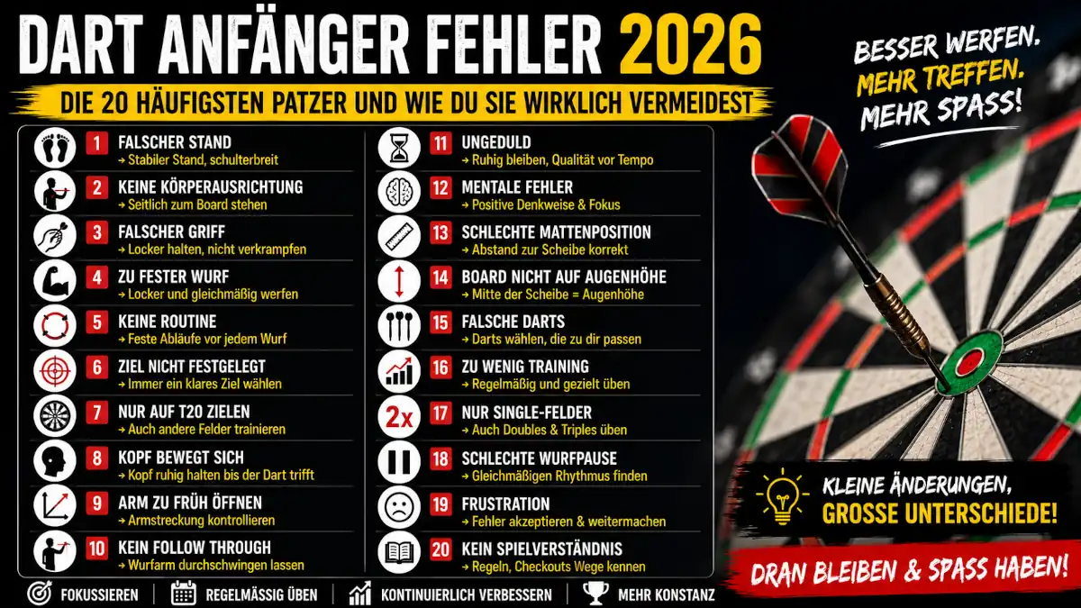 Typische Dart Anfänger Fehler beim Stand, Wurf, Licht und Material
