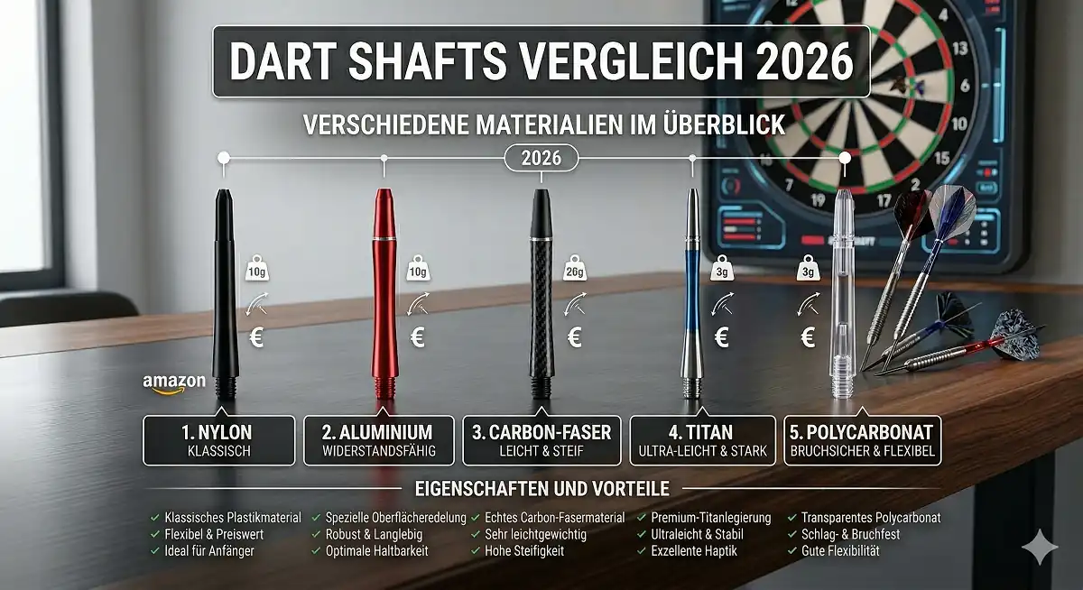 dart shafts vergleich 2026 verschiedene materialien im überblick