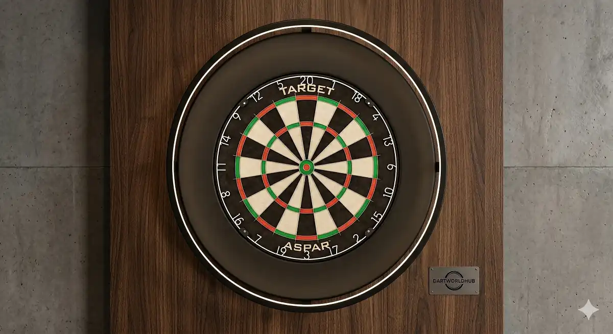 Steel-tip dartboard fitted with a protective surround